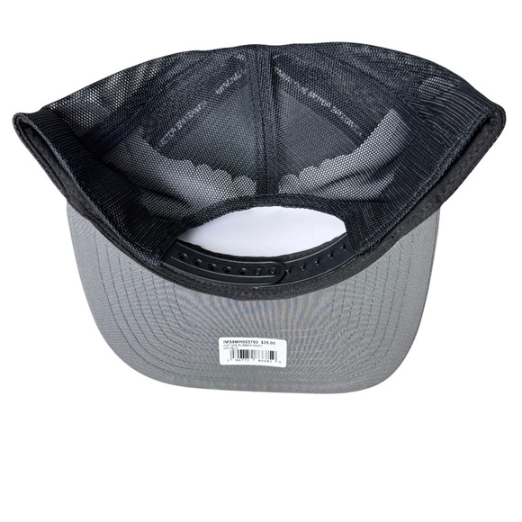 Indianapolis Motor Speedway Mens Gray and Black Rubber Mesh Trucker Baseball Hat - Picture 2 of 6